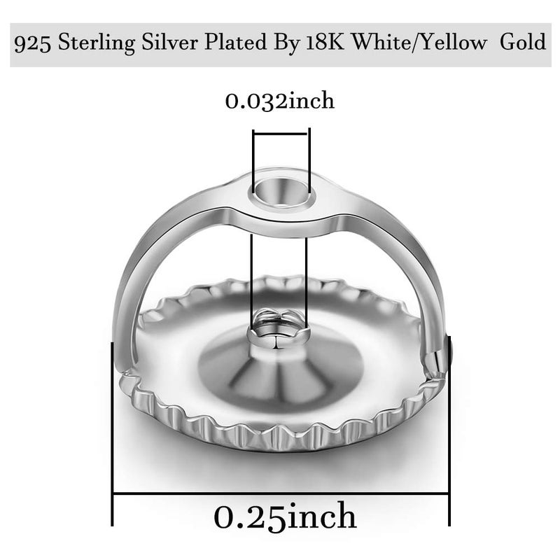 Catinee 2 Pairs Screw on Earring Backs Replacement for Diamond Earring Studs,18K Gold Plated Sterling Silver Hypoallergenic Screwbacks Locking for Threaded Postï¼ˆ 0.032'' - Image 5